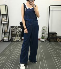 Denim Casual Spring Denim Overall Women Jumpsuits Casual Blue Full-length Overalls, Casual Full Length Blue Overalls, Casual Dark Wash Overalls, Casual Full-length Relaxed Fit Overalls, Baggy Blue Straight Leg Overalls, Casual Full Length Relaxed Fit Overalls, Blue Baggy Straight Leg Overalls, Casual Blue Overalls, Casual Full-length Denim Jumpsuit