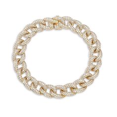 Diamond Link Bracelet (7.36 ct.) Pave' Setting in 14K Gold Formal Yellow Gold Diamond Bracelet Iced Out, Formal Yellow Gold Iced Out Diamond Bracelet, Weight Set, Gold Piece, Pave Setting, Jewelry Lover, Jewelry Pouch, Link Bracelets, Types Of Metal