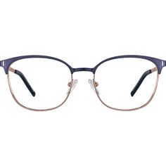 Add a little color to your everyday eyewear with these metal browline glasses. Adjustable nose pads spring hinges and acetate temple tips provide a comfortable fit. | Zenni Women's Retro Browline Prescription Eyeglasses Blue Stainless Steel Womens Glasses Frames Oval Face Shapes, Browline Glasses, Everyday Glasses, Womens Glasses Frames, Classic Vibe, Rim Design, Zenni Optical, Oval Face Shapes, Oval Face