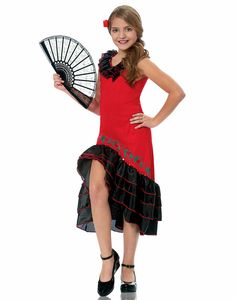 HALLOWEEN OR CINCO DE MAYO, GIRL'S SIZE SMALL-MEDIUM ****DRESS ONLY**** SPANISH FLAMENCO CALIENTE SENORITA, BLACK & RED, HAS FEW SNAGS Spanish Dancer Costume, Spanish Costume, Flamenco Costume, Spanish Flamenco, Girls Fancy Dress, Spanish Dress, Yellow Costume, Spanish Dancer, Dancer Costume