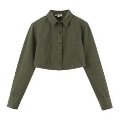 F00164026-304 Long Sleeves Jacket, Spring And Fall, Army Green, Shirt Blouses, Shirt Style, White And Black, Types Of Sleeves, Sleeve Length, Long Sleeve