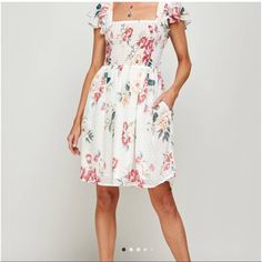 Stunning Florals On A White Background And A Sweeping Silhouette Infuse This Dress With Seasonal Sophistication. Just Add Sandals Or Heels Or An Elevated Ensemble You’ll Adore. Lavender Lace Dress, Long Green Dress, Sequin Midi Dress, Womens Shift Dresses, Stripped Dress, Striped Shirt Dress, Striped Midi Dress, Bell Sleeve Dress, Knit Midi Dress