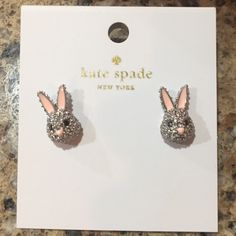 Adorable, Super Cute Bunny Earrings, Perfect For Easter Sunday Silver Kate Spade Earrings Gift, Bunny Earrings, Studs Earrings, Easter Sunday, Spade Jewelry, Kate Spade Jewelry, Earrings Color, Cute Bunny, Phone Ring