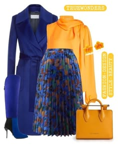 Blue Matching Colors, Royal Blue Skirt Outfit, Blue Yellow Outfit, Royal Blue Skirt, Casual Brunch Outfit, Chic Dress Classy, Casual Outfit Inspiration, Modest Dresses Casual, Stylish Skirts