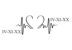 two hearts with heartbeats and the word i love xx - xx written in cursive writing