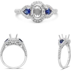 Roman & Jules 14K White Gold Oval Sapphire Elegance Ring Oval Halo Ring For Formal Occasions, Oval Sapphire Halo Ring For Formal Occasions, Timeless Oval Sapphire Ring, Oval Brilliant Cut Sapphire Ring, Oval Sapphire Diamond Ring For Formal Occasions, Classic Oval Sapphire Ring With Prong Setting, Oval Sapphire Ring With Accent Stones In Platinum, Classic Oval Sapphire Ring For Formal Occasions, Formal Oval Sapphire Ring With Halo Setting