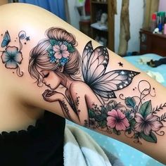 Flower Fairies Tattoo, Hand And Finger Tattoos, Butterfly Tattoos For Women, Gorgeous Tattoos, Pretty Tattoos For Women