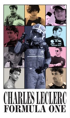 the poster for charles leclere's formula one, which features images of young men in racing gear