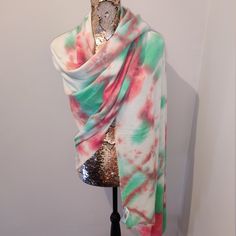 Add a splash of colour to your wardrobe with this gorgeous pashmina wrap.  Can be used all year around! It's been tie dyed by myself using high quality red and green dyes.  It's a 1 off since due to the application of dyes, it is near impossible to achieve the same finish with each piece produced. It measures aprox 190cm x 86cm 72% Polyester, 28% Viscose.  Machine washable. Bohemian Tie-dye Scarves, Bohemian Tie Dye Scarves, Bohemian Hand-dyed Scarves For Spring, Bohemian Hand Dyed Scarves For Spring, Bohemian Hand Dyed Spring Scarves, Green Hand Dyed Bohemian Scarf, Summer Hand-dyed Tie-dye Scarves, Summer Hand Dyed Tie Dye Scarves, Pashmina Wrap