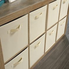 the drawers are white and brown in color