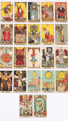 the tarot cards are all different colors and designs