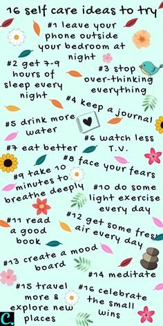 16 Self-Care Ideas To Start Right Now Infographic... #infographic #selfcare #selfcaretips #personaldevelopment #captivatingcrazy Selfcare Inspiration, Selfcare Ideas, Happiness Challenge, Self Care Ideas