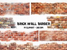 brick wall border photoshopped with watercolors and brush strokes for graphic purposes