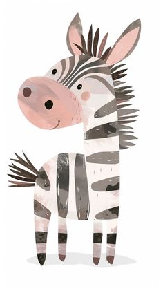 a drawing of a zebra with stripes on it's face and neck, standing in front of a white background