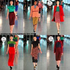 a bunch of different dresses on the runway for fall / winter 2011 rttv show