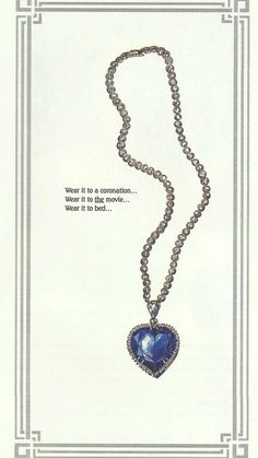 a blue heart shaped necklace with a quote on the front and back side that reads, what if it's a conversation when it is in the movie?