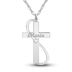 Personalize the perfect gift for a loved one or yourself with this meaningful 28mm high-polish cross pendant necklace. Fashioned in 14K white gold, the adjustable 18-inch rope chain secures in place with a spring ring clasp. The message can be 1 line of text with a maximum of 8 characters per line. White Gold Pendant Necklace, Jared The Galleria Of Jewelry, Anniversary Bands, Cross Pendant Necklace, Chain Ring, Rope Chain, White Metal, Gold Plated Sterling Silver, Spring Rings