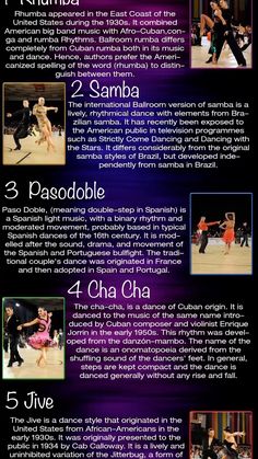 an info sheet describing the different types of dance