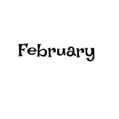 the word february written in black on a white background