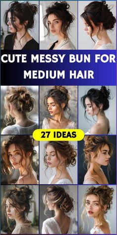 Celebrate the versatility of medium-length hair with 27 different messy bun hairstyles. These styles are perfect for any occasion, from a day at the office to a night on the town. Updo With Clip, Messy Hairstyles For Medium Length Hair, Messy Bun For Medium Hair, Bun For Medium Hair, Bun Hairdo, Quick Styles, Celebrity Hair Inspiration, Shoulder Length Bob Haircut, Celebrity Hair Trends