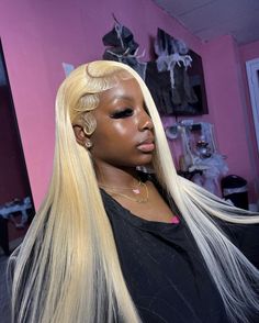 Blonde Deep Side Part Wig, Side Part Blonde Wig Black Women Straight, 613 Side Part Frontal, Blonde Wig With Crimps, Side Part 613 Wig With Curls, Blonde Weave, Classy Hairstyles, Haircut Pictures, Blonde Lace Front Wigs