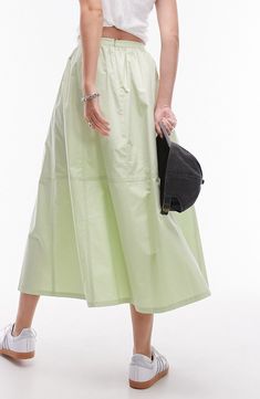 Keep it cool and casual for skirt day in a midi option cut from crisp cotton poplin. 35" length (size 8) Hidden back-zip closure Unlined 100% cotton Machine wash, line dry Imported Midi Skirt Sneakers, Skirt Sneakers, Poplin Skirt, Formal Dresses Graduation, Full Midi Skirt, Keep It Cool, Winter Party Dress, Color Analysis, Long Sleeve Floral Dress