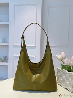 Bird in Bag - Stylish Foldable PU Shoulder Bag - Spacious, Lightweight, Ideal for Students, Shopping, and Outings Green Single Handle Bag For Everyday Use, Green Shoulder Bag With Single Handle For Everyday Use, Versatile Green Bucket Hobo Bag, Army Green Bag, Black Bucket Bag, Nylon Tote Bags, Nylon Tote, Womens Crossbody Bag, Bird In Bag