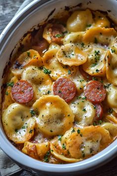 Crockpot Pierogi Casserole with Kielbasa | Easy Recipe