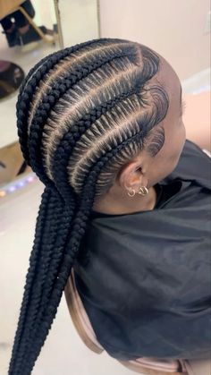 Head Full Of Braids, Quick Stitch Braids, 6 Feedin Braids Straight Back, Large Feed In Braids, 6 Feed In Braids, Black Women Updo Hairstyles, Long Cornrows, Straight Back Braids, Twists Hairstyles