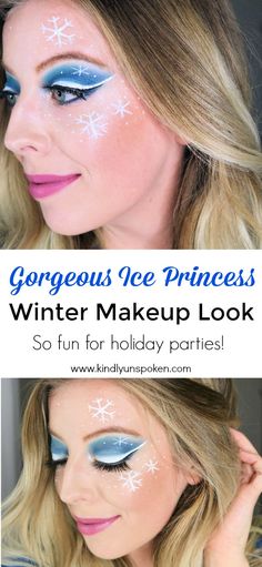 Ice Eye Makeup, Ice Costume Makeup, Snow Woman Costume, Olaf Makeup Frozen, Olaf Makeup, Snow Princess Makeup, Winter Makeup Looks Ice Queen, Ice Makeup Looks, Snowflake Makeup Looks