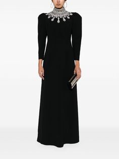 Andrew Gn crystal-embellished puff-sleeves Dress - Farfetch Uzun Boy, Puff Sleeves Dress, Andrew Gn, Sleeves Dress, Long Puff Sleeves, Crystal Embellishment, Puff Sleeves, Shoulder Pads, Dress Making