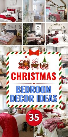 christmas bedroom decor ideas with red and green accents