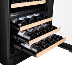 Hisense 46-bottles dual zone wine cooler has a sleek and modern design with stainless steel door frame and handle. Its low-E and anti-UV glass door stores your favorite wine at the perfect temperature. 5 Soft-close shelves allow quiet and smooth handling and keep vibrations to a minimum. This wine cooler is a front-venting unit and can be installed for built-in or as a freestanding application. The reversible door design allows for flexible installation and placement. Hisense 23.43-in W 46-Bottl Built In Wine Cooler, Beverage Centers, Stereo Systems, Wine Collection, Kitchen Units, Stainless Steel Doors, Large Appliances, Wine Chiller, Tv Console