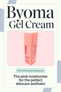 Image of a pink Byoma moisturizer bottle, styled against a soft pastel background, showcasing an aesthetic look for skincare enthusiasts. Pink Moisturizer, Skincare Collection, Pink Gel, Skincare Aesthetic