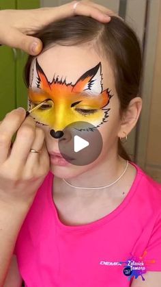 Fox Face Makeup, Horse Face Paint, Fox Face Paint, Halloween Face Paint Designs, Diy Cardigan, Kids Face Paint, Face Paintings