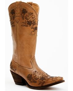 Shyanne Women's Dahlia Western Boots - Snip Toe, Tan Shyanne Boots, Womens Cowgirl Boots, Studded Shoes, Concert Outfits, Heel Caps, Rubber Heels, Mid Calf Boots, Cowgirl Boots, Boot Shop