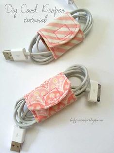 two cords are plugged into an iphone charger and the cord is covered in fabric