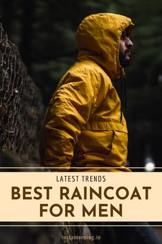 image of man wearing a yellow raincoat with a message - best raincoat for men - latest trends Zeel Raincoat, Raincoats For Men, Raincoat Fashion, Monsoon Season, Waterproof Jacket Men, Mens Raincoat, Rain Suit, Raincoat Jacket, Yellow Raincoat