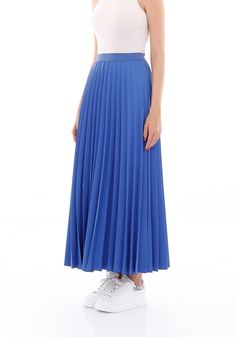 G-Line Royal Blue Pleated Maxi Skirt Elastic Waist Band Ankle Length Skirt The beautiful pleated maxi skirt is an ideal length and style for the warmer months, with the option to wear it over the top for a more relaxed look, or with a belt to keep the waistline in check. It features a comfortable elasticated waistband and long flowing drapes which sit neatly around your legs. The skirt has a classic A-line silhouette and is finished with ruffle detailing at the hem. Pair with a chunky sweater an Ankle Length Skirt, Pleated Maxi Skirt, Pleated Maxi, Chunky Sweater, Waist Band, Ankle Length, Royal Blue, High Waisted Skirt, Maxi Skirt