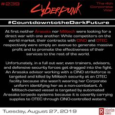 the back cover of an ad for cyberpunk's dark future, which is featured