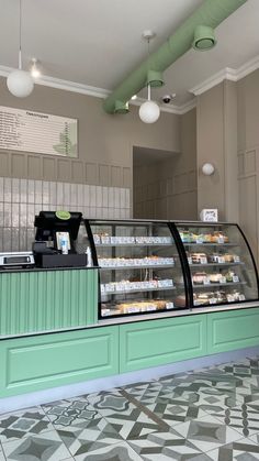 the inside of a deli with many items on display