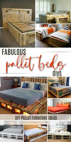 pallet bed diy's with instructions to make them look like they are made out of wood