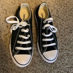 Never Worn Was Too Small. Size 2 Kids About 5 In Women’s. Converse Shoes Black, Converse Black, Black Converse, Kids Converse, Fit Check, Converse Shoes, Shoes Black, Black Shoes, Kids Shoes