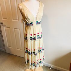 Reposhing This Item I Purchased From @Mslolas. Loved It, But Ready To Rotate For Something New. I Never Wore It So It’s Still Nwt! Questions? Leave A Comment Below! Floral Embroidered Dress, Cream Silk, Embroidered Dress, Something New, Midi Dress, Size 6, Silk, Womens Dresses, Cream