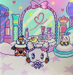 an image of hello kitty in the snow with other things on it's screen