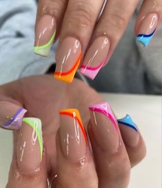 Colorful Nail, Edgy Nails, Simple Acrylic Nails, Rainbow Nails, Coffin Nails Designs, Fire Nails, Dream Nails