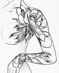 a drawing of a flower in the middle of it's frame with an arrow pointing up