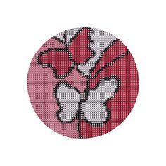 a red and white cross - stitch pattern with two hearts on the bottom half of it