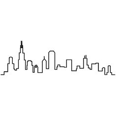 a black and white line drawing of a city skyline