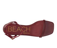 Vegan block heel sandal with ankle strap. Synthetic upper, Ankle strap with adjustable buckle closure,2\ block heel, Open square toe, Padded insole, Man made outsole | Women's Beach by Matisse Belle Dress Sandals in Wine Size 8 2 Block, Belle Dress, Heel Sandal, Woman Beach, Dress Sandals, Block Heels Sandal, Synthetic Leather, Block Heels, Ankle Strap